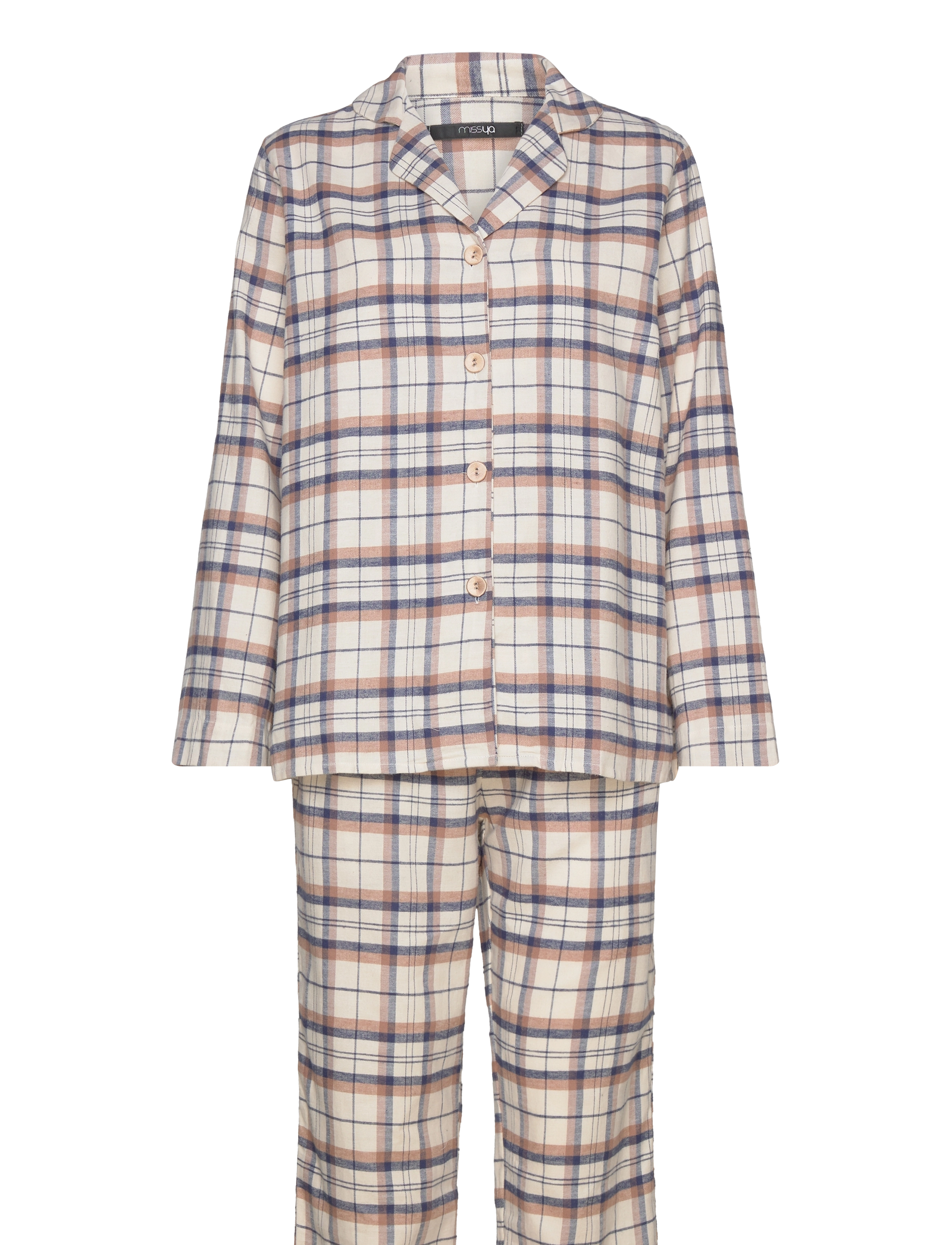 MISSYA Check Flannel Pyjamas Weiß - XS - Damen