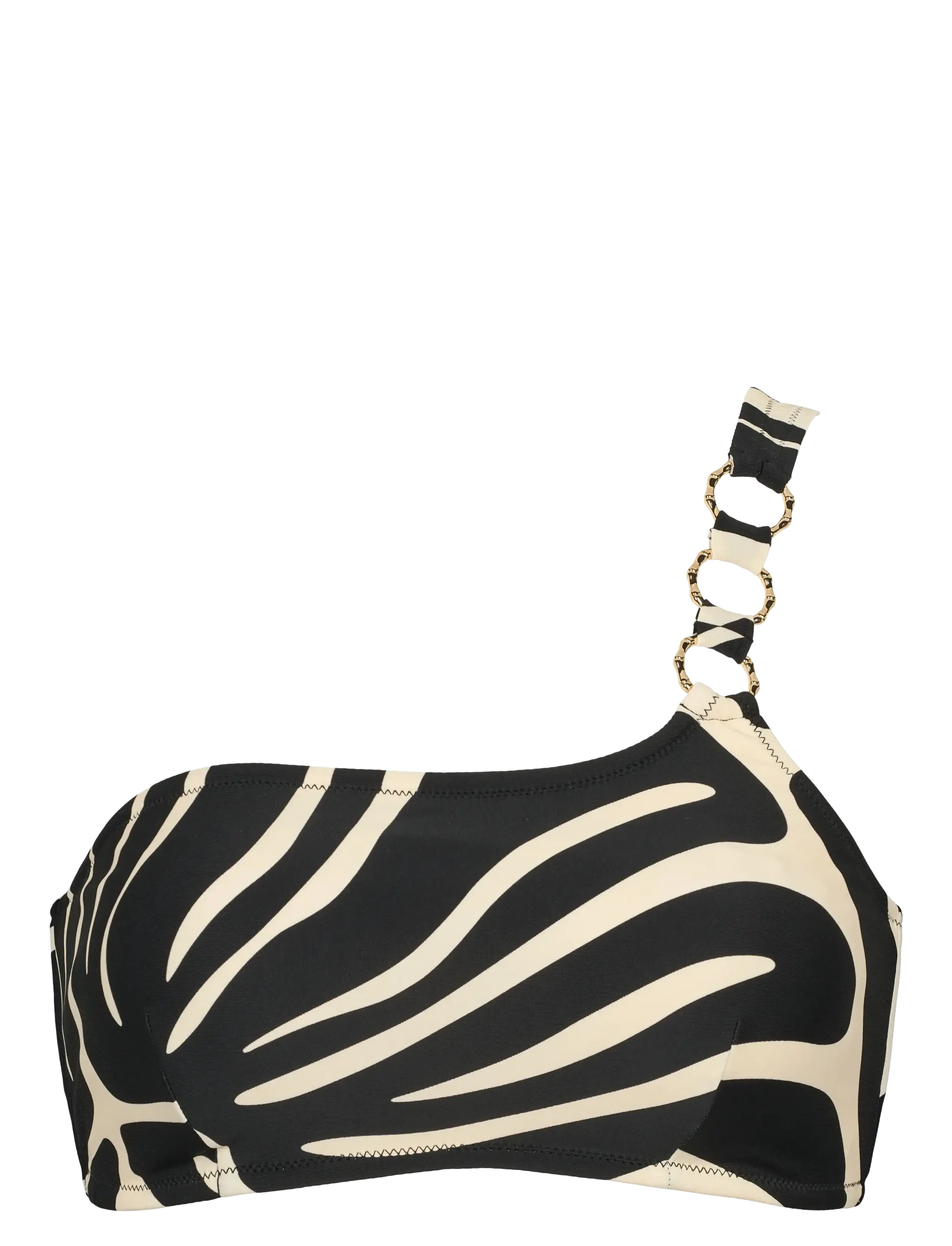 Missya Miami one shoulder top AOP - Kleidung - BLACK/IVORY / black