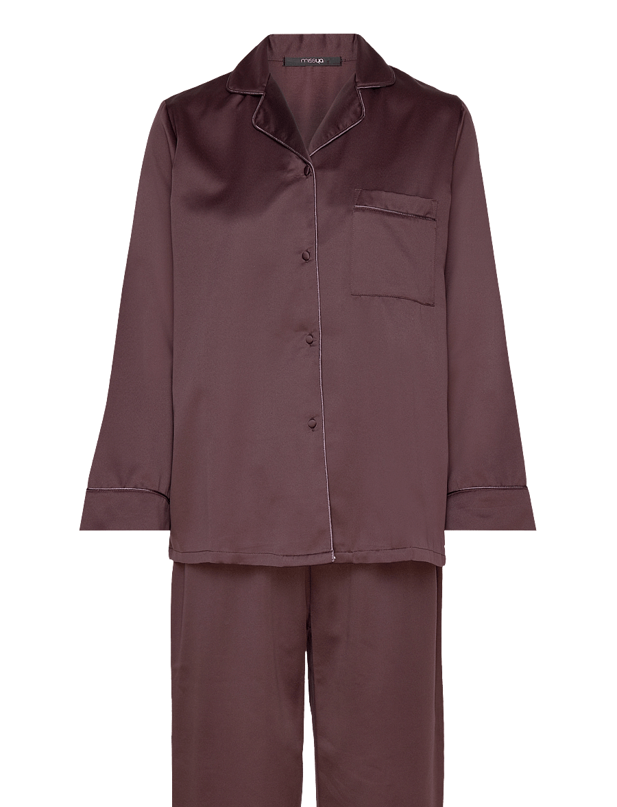 Missya - Leo sateen pyjamas - pyjamas - dark brown - 0