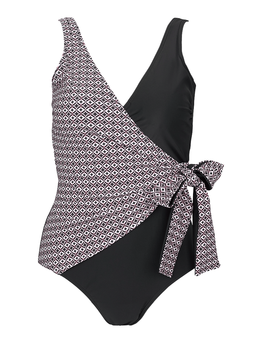 Missya - Monaco swimsuit AOP - baddräkter - black / rose - 1