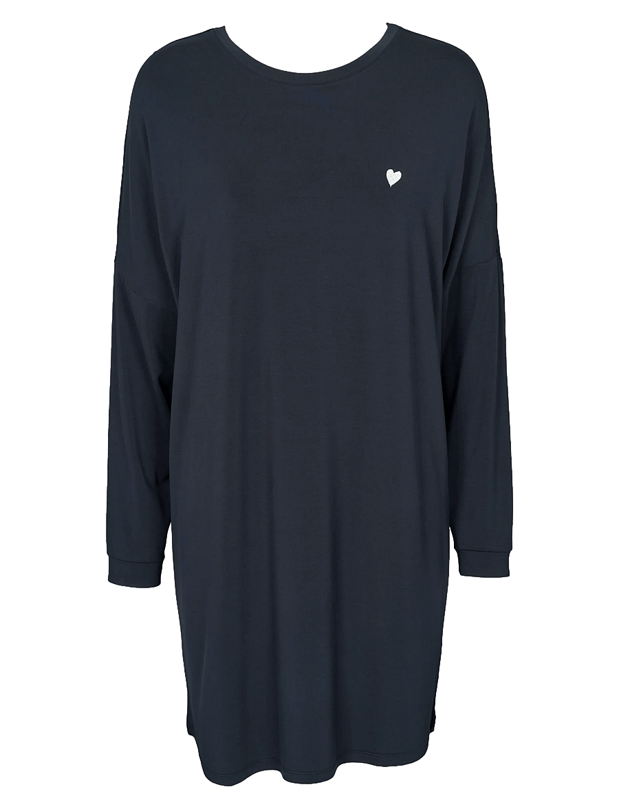 Missya - Softness LS night dress - nachthemden - blueberry blue - 0