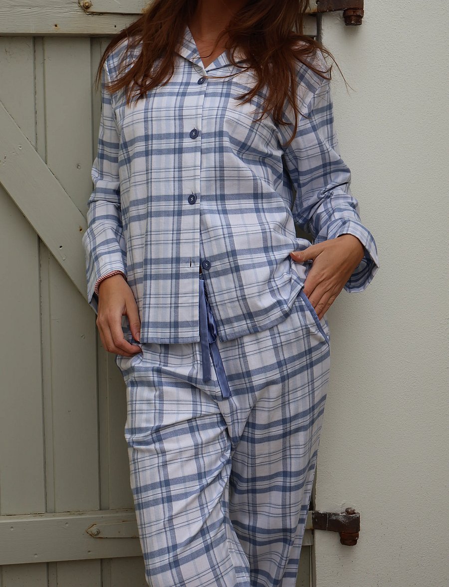 Missya - Check flannel night pants - pyjamasbyxor - clear blue - 0