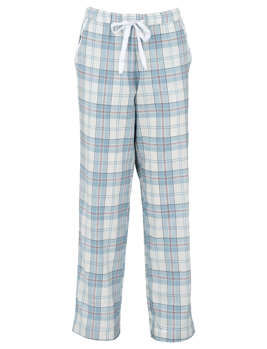 Missya - Check flannel night pants - light blue - 0
