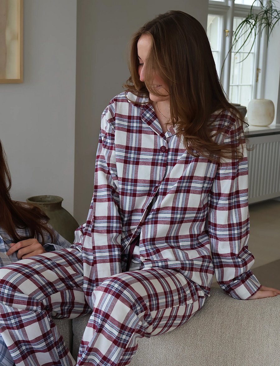 Missya - Check flannel night pants - pyjamasbyxor - windsor wine - 0