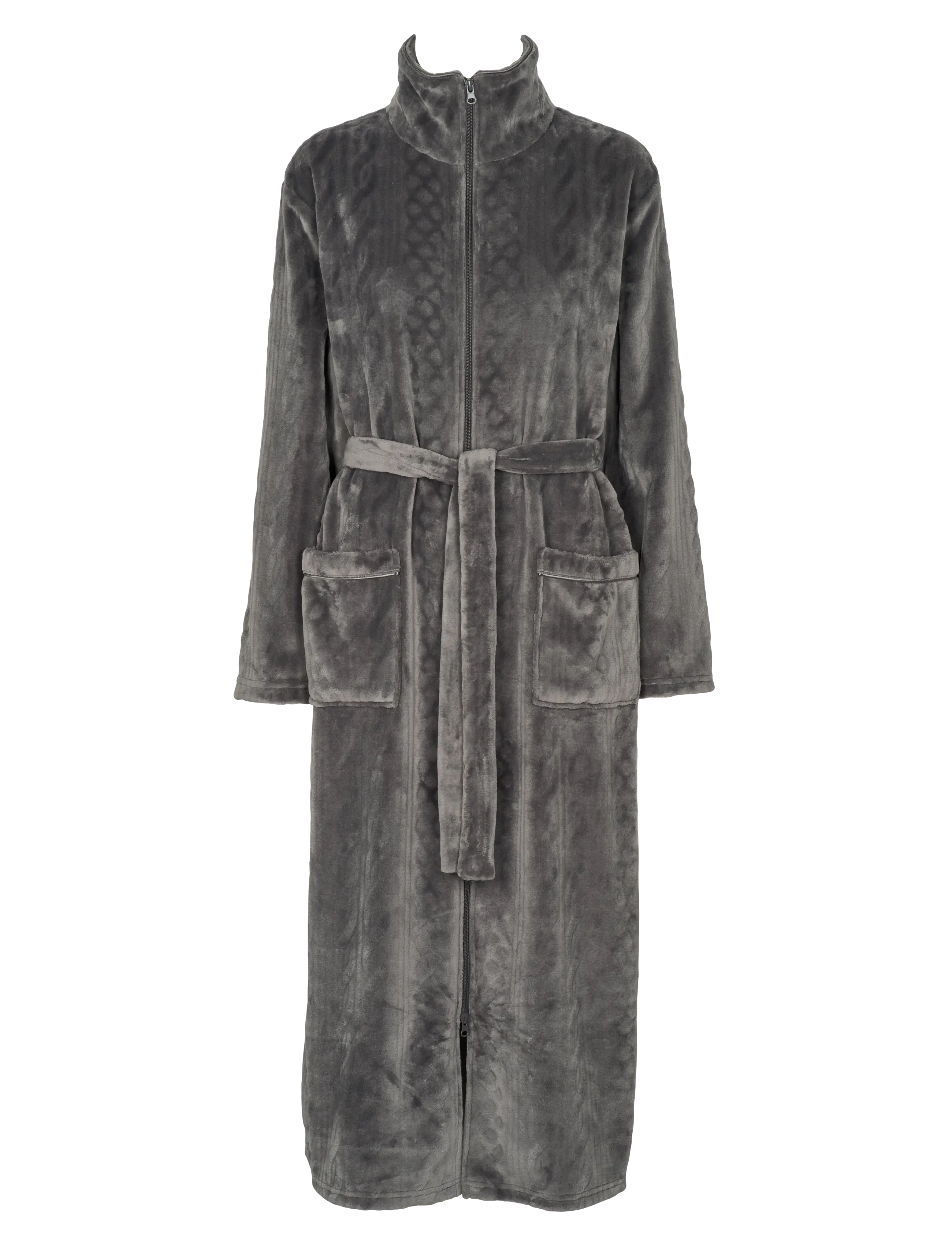 Missya Farah Robe W Zipper, Damen, Morgenmantel Mit Reißverschluss, Grau, Gr.S