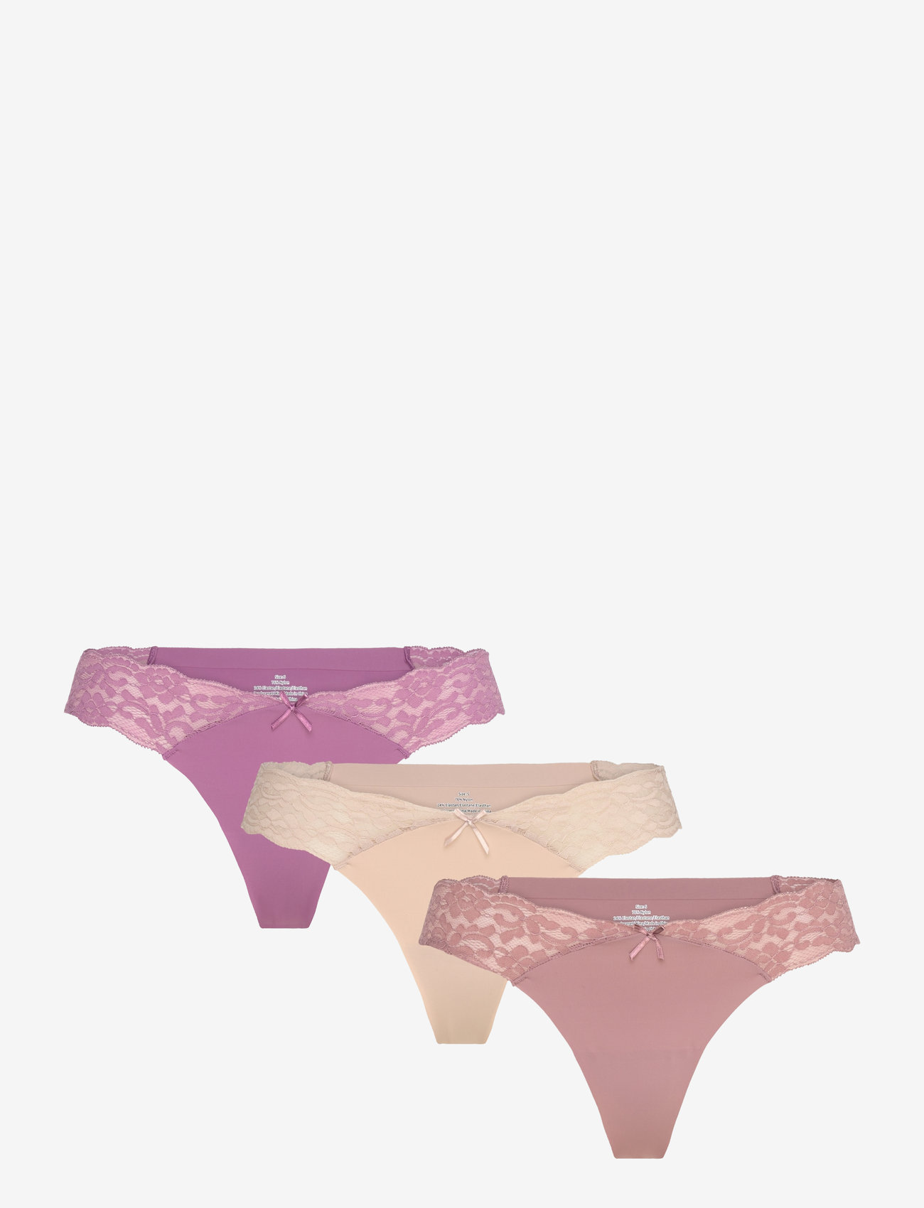 Missya - Seamless string w lace on side 3-pack - nahtlose slips - dusty rose - 0