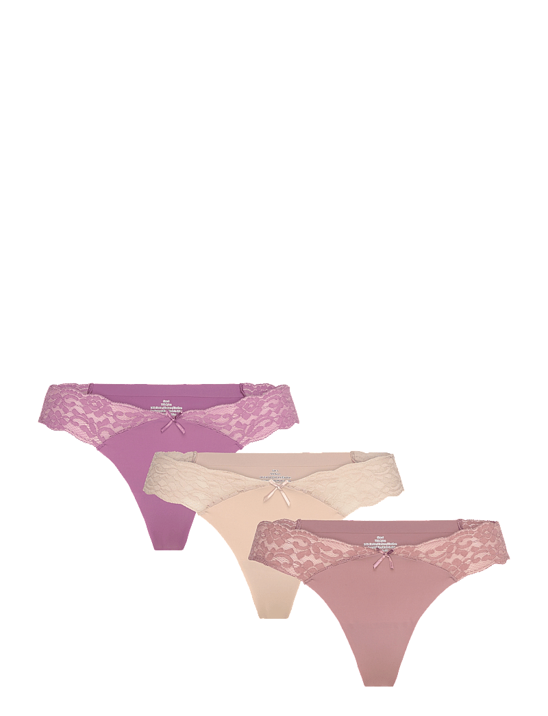 Missya - Seamless string w lace on side 3-pack - nahtlose slips - dusty rose - 0