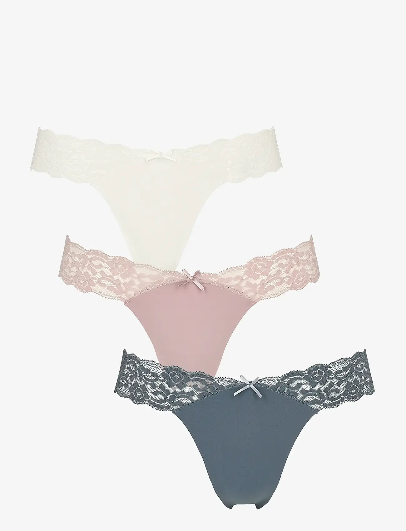 Missya - Seamless string w lace on side 3-pack - nahtlose slips - grisaille grey - 0