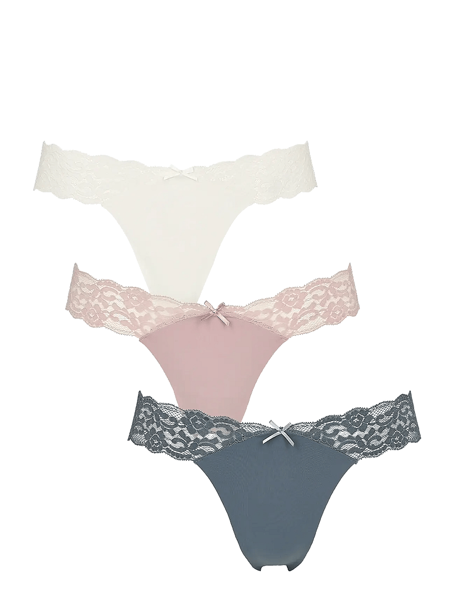 Missya - Seamless string w lace on side 3-pack - nahtlose slips - grisaille grey - 0