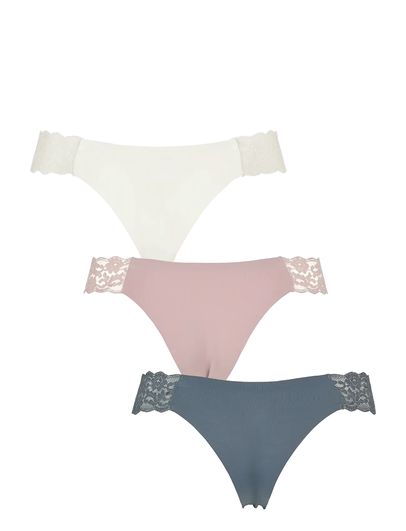 Missya - Seamless string w lace on side 3-pack - seamless panties - grisaille grey - 1
