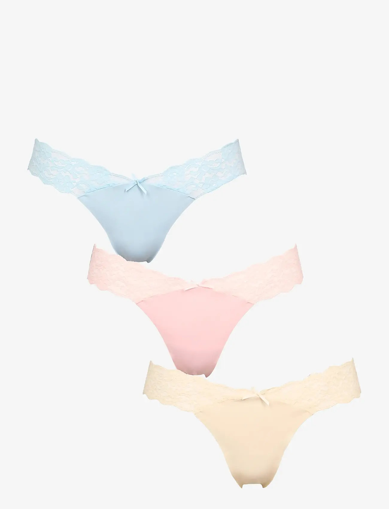 Missya - Seamless string w lace on side 3-pack - seamless panties - light blue - 0