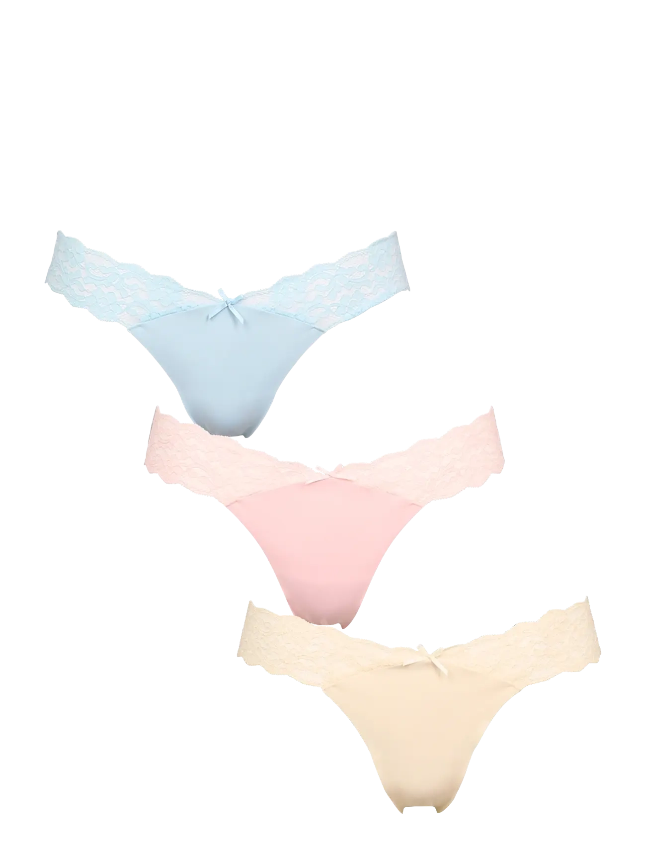 Missya Seamless string w lace on side 3-pack - Lingerie - LIGHT BLUE / pink/rose