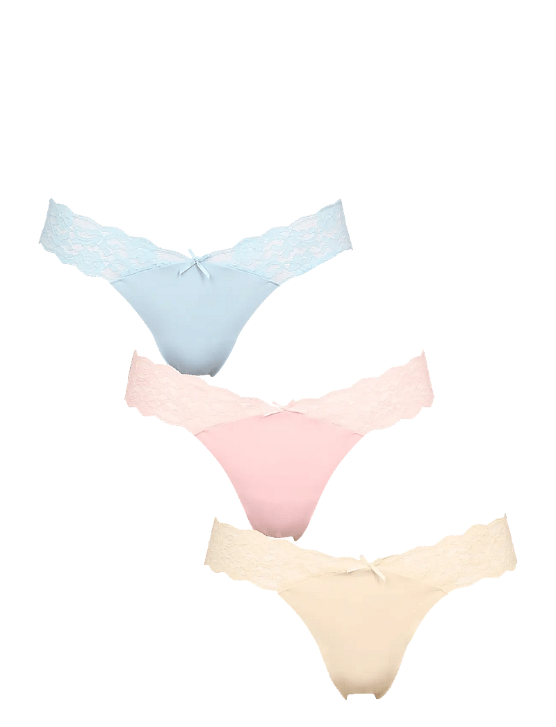 Missya - Seamless string w lace on side 3-pack - seamless panties - light blue - 0