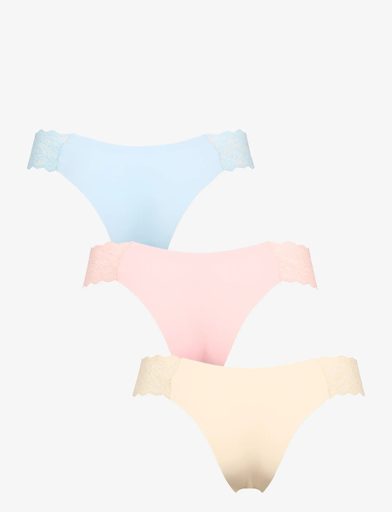 Missya - Seamless string w lace on side 3-pack - seamless panties - light blue - 1
