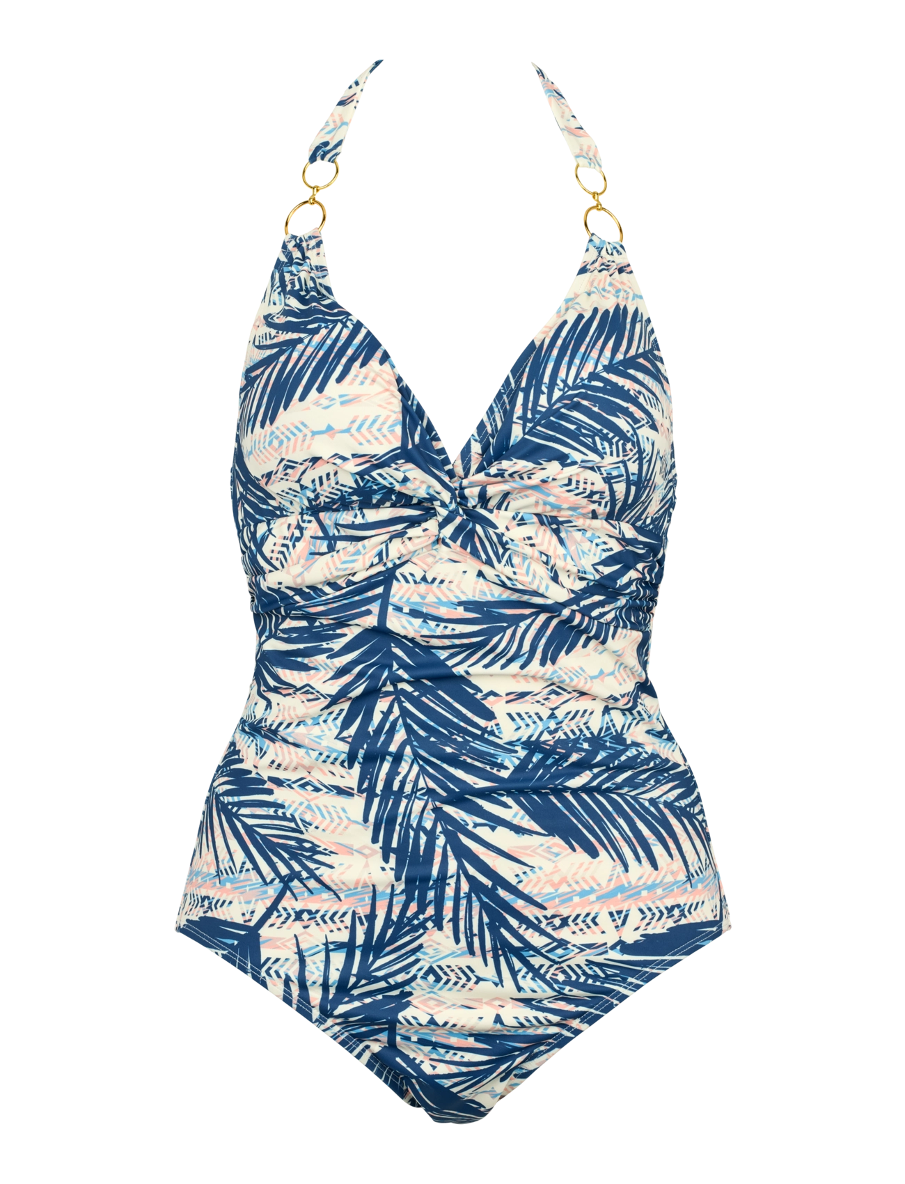 Missya - Nura swimsuit halterneck - palm print - 1