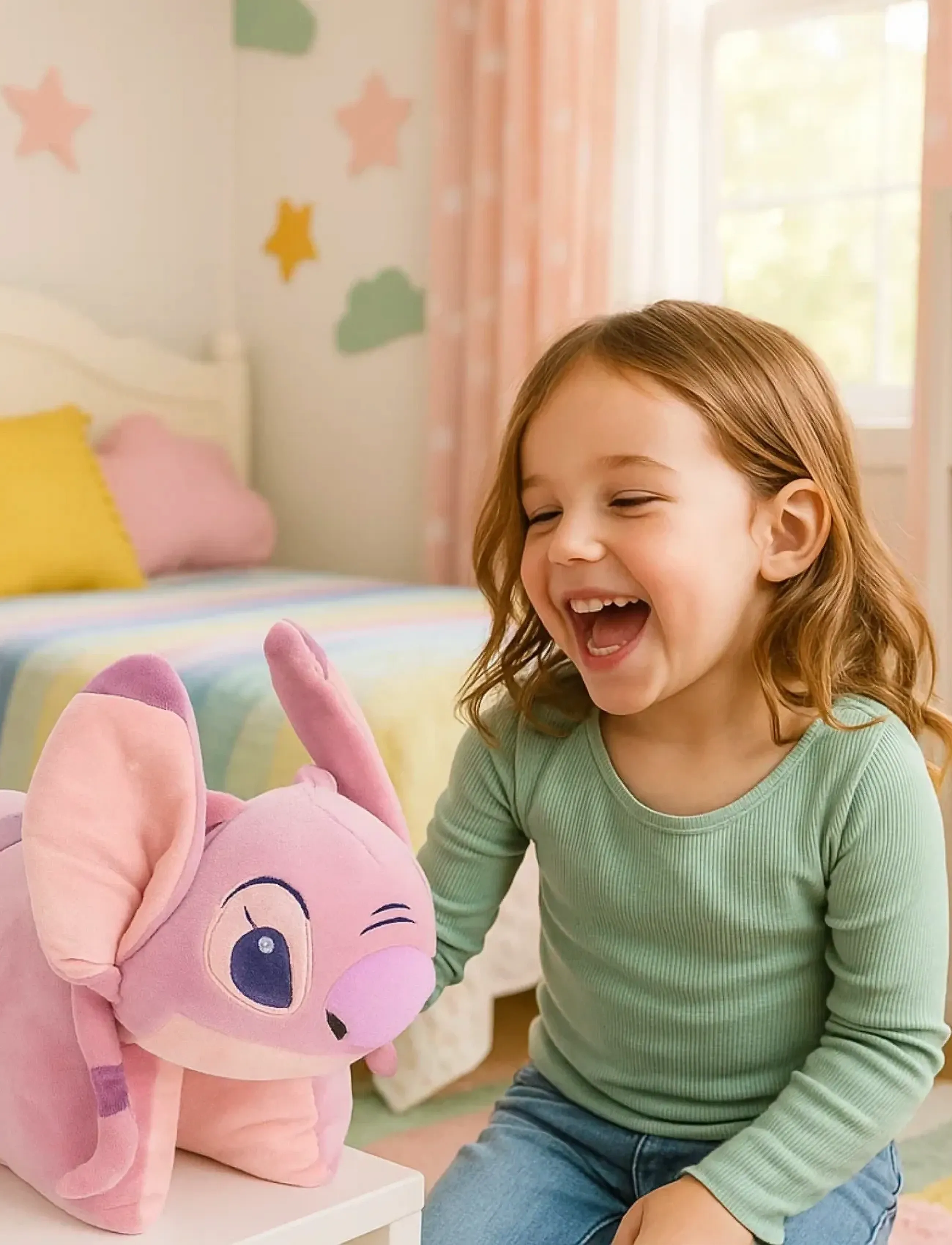 Lilo & Stitch Plush 2 In 1 Pillow, Børn, Stuffed Dyr, Pink, Str: ONE SIZE