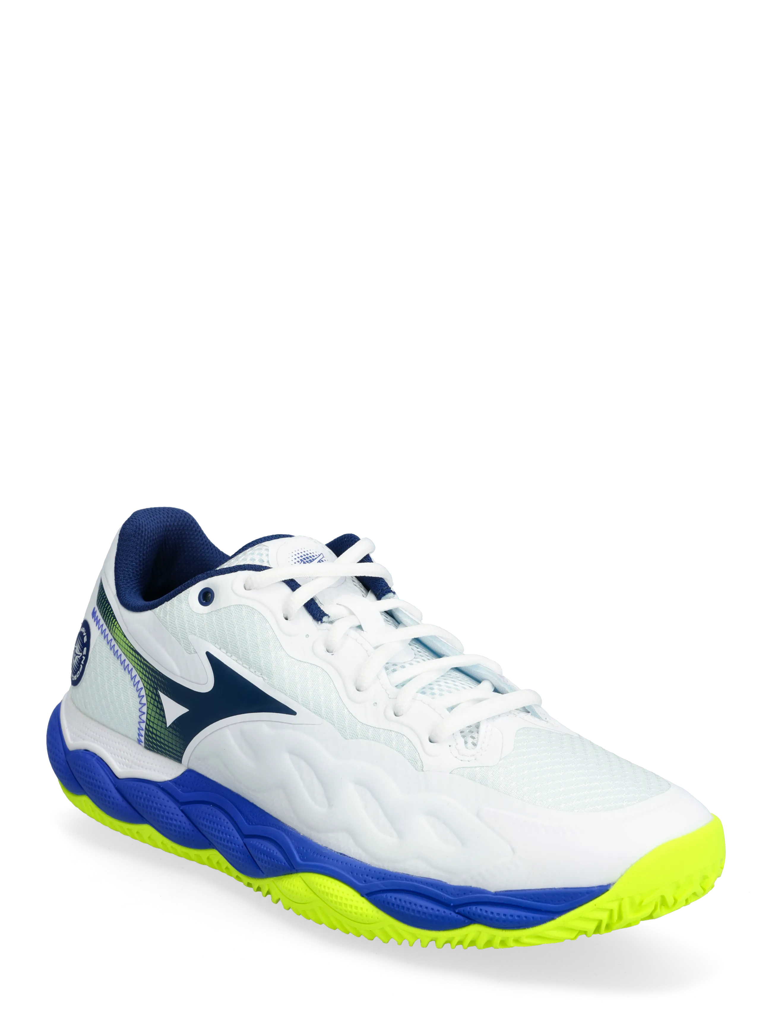 Mizuno WAVE ENFORCE COURT CC(U) - Skor - WHITE/DAZZLING BLUE/LIGHTNING YELLOW / white