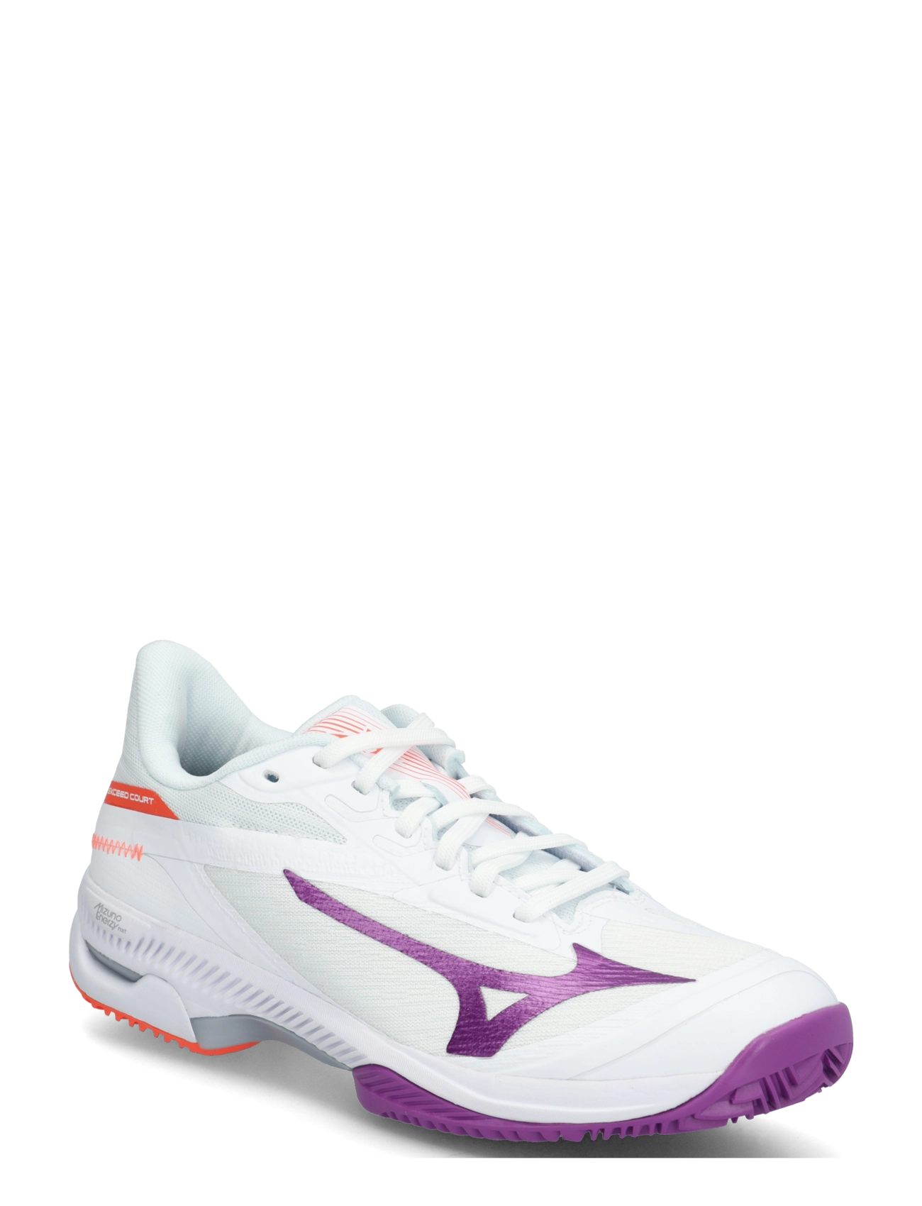 Mizuno WAVE EXCEED COURT CC(W) - Spordijalatsid - WHITE/DAHLIA/LAVA ORANGE / white