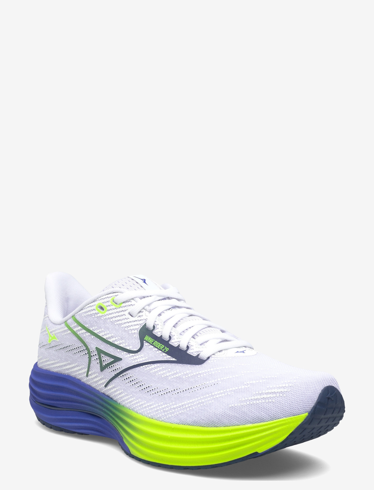 Mizuno - WAVE RIDER 29(M) - löparskor - white/estate blue/lightning yellow - 0