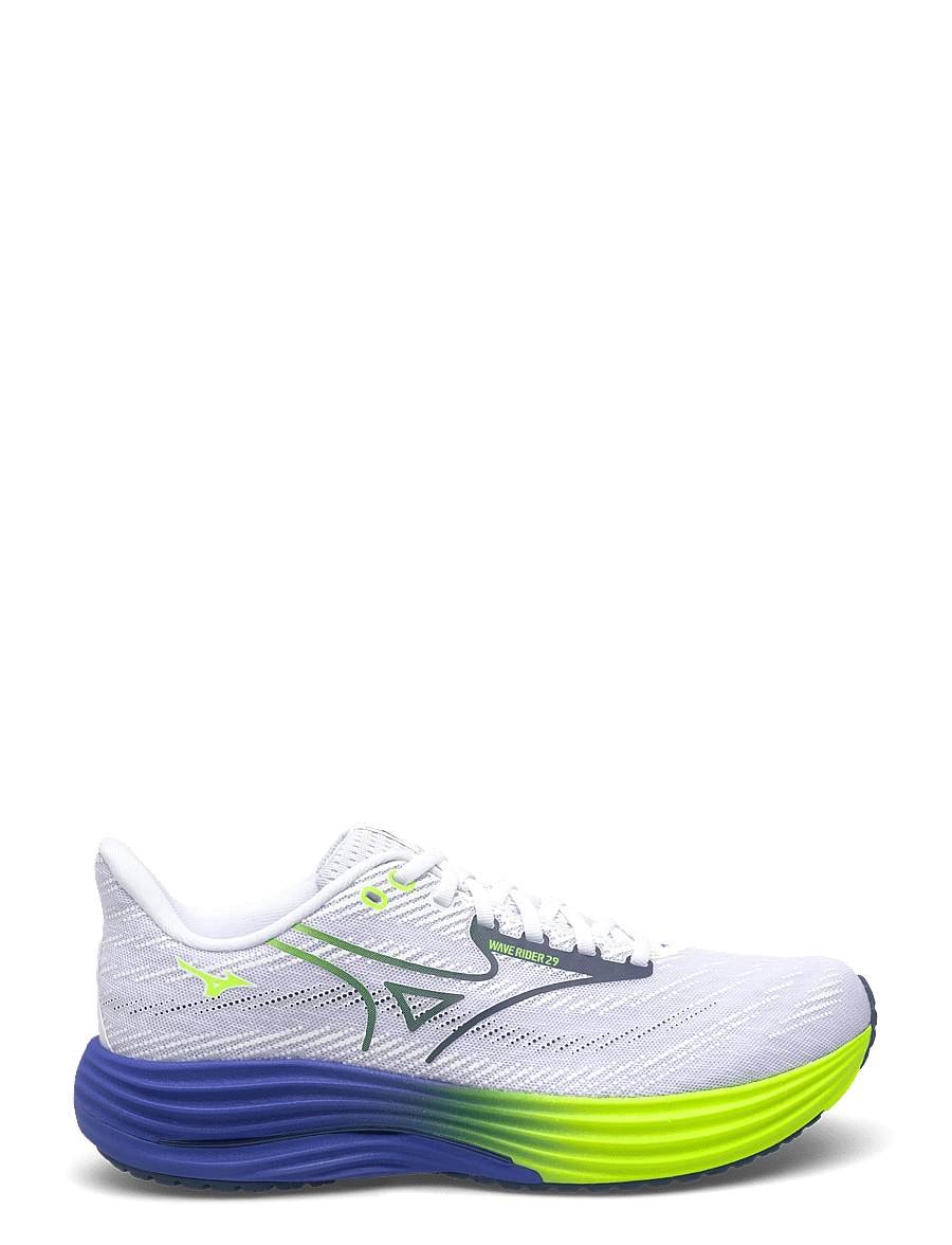 Mizuno - WAVE RIDER 29(M) - løbesko - white/estate blue/lightning yellow - 2