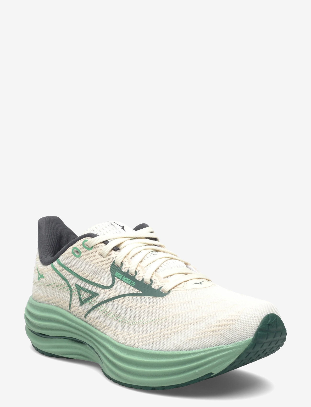 Mizuno - WAVE RIDER 29(M) - löparskor - snow white/bistro green/creme de menthe - 0