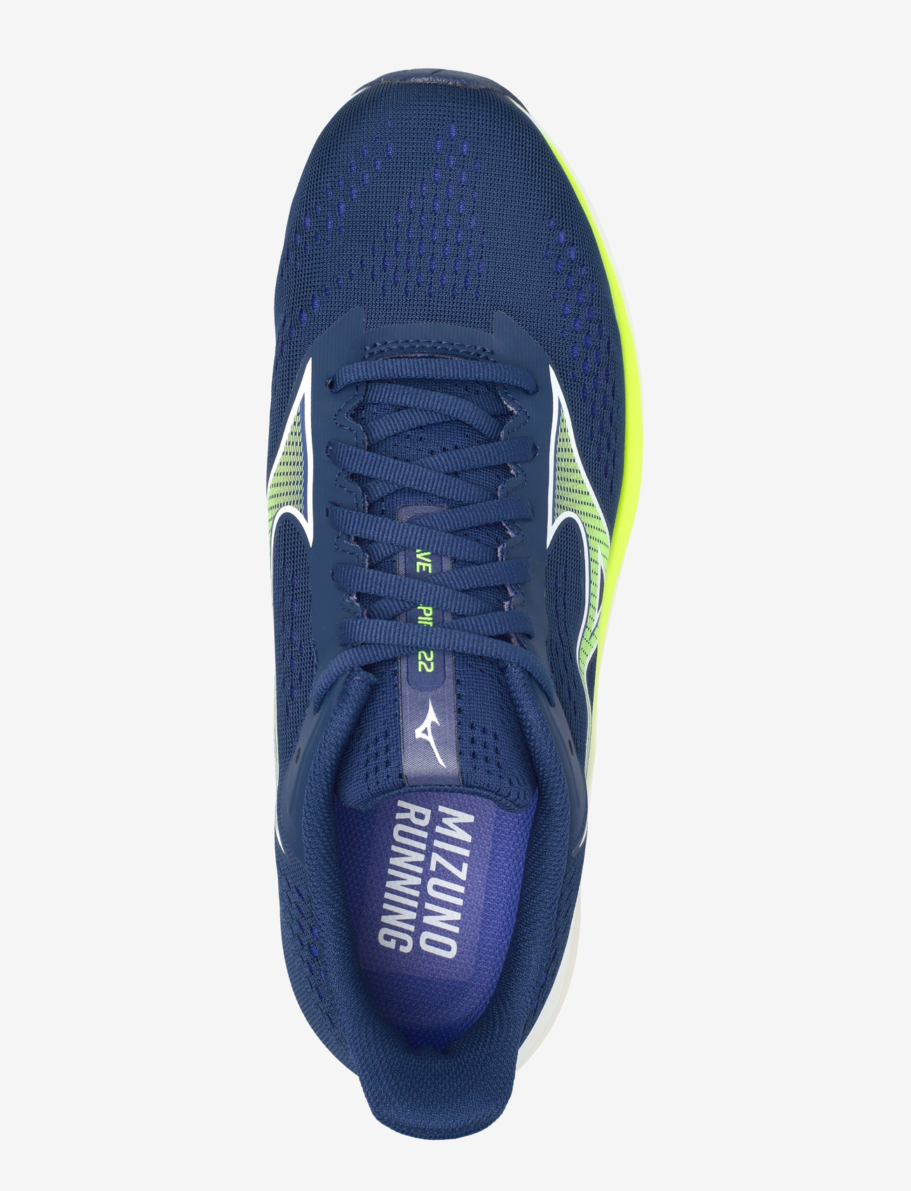 Mizuno - WAVE INSPIRE 22(M) - løbesko - estate blue/lightning yellow/lightning yellow - 4