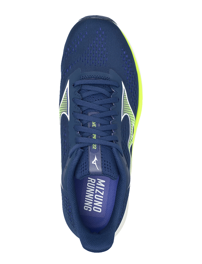 Mizuno - WAVE INSPIRE 22(M) - løbesko - estate blue/lightning yellow/lightning yellow - 4