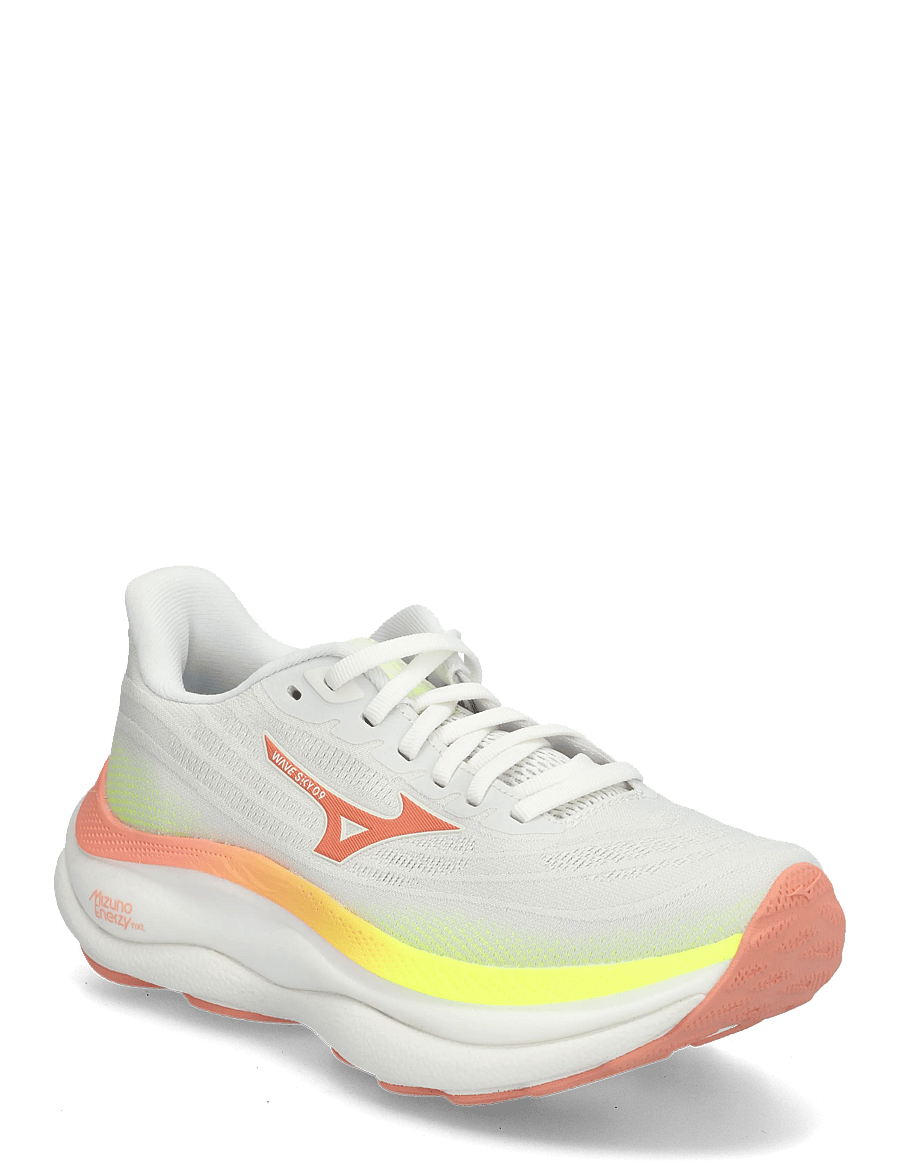 Mizuno - WAVE SKY 9(W) - løbesko - gf white/desert flower/lime pulp - 0