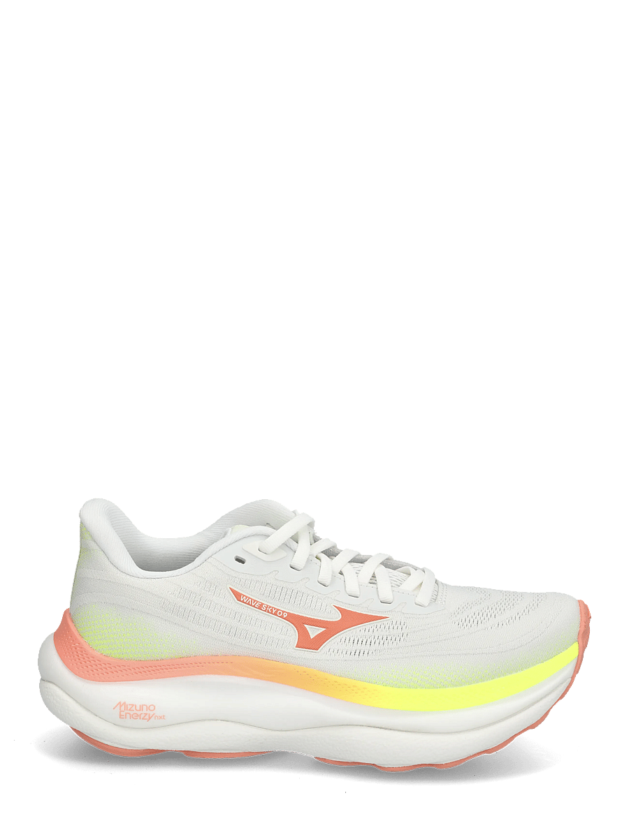 Mizuno - WAVE SKY 9(W) - løbesko - gf white/desert flower/lime pulp - 2