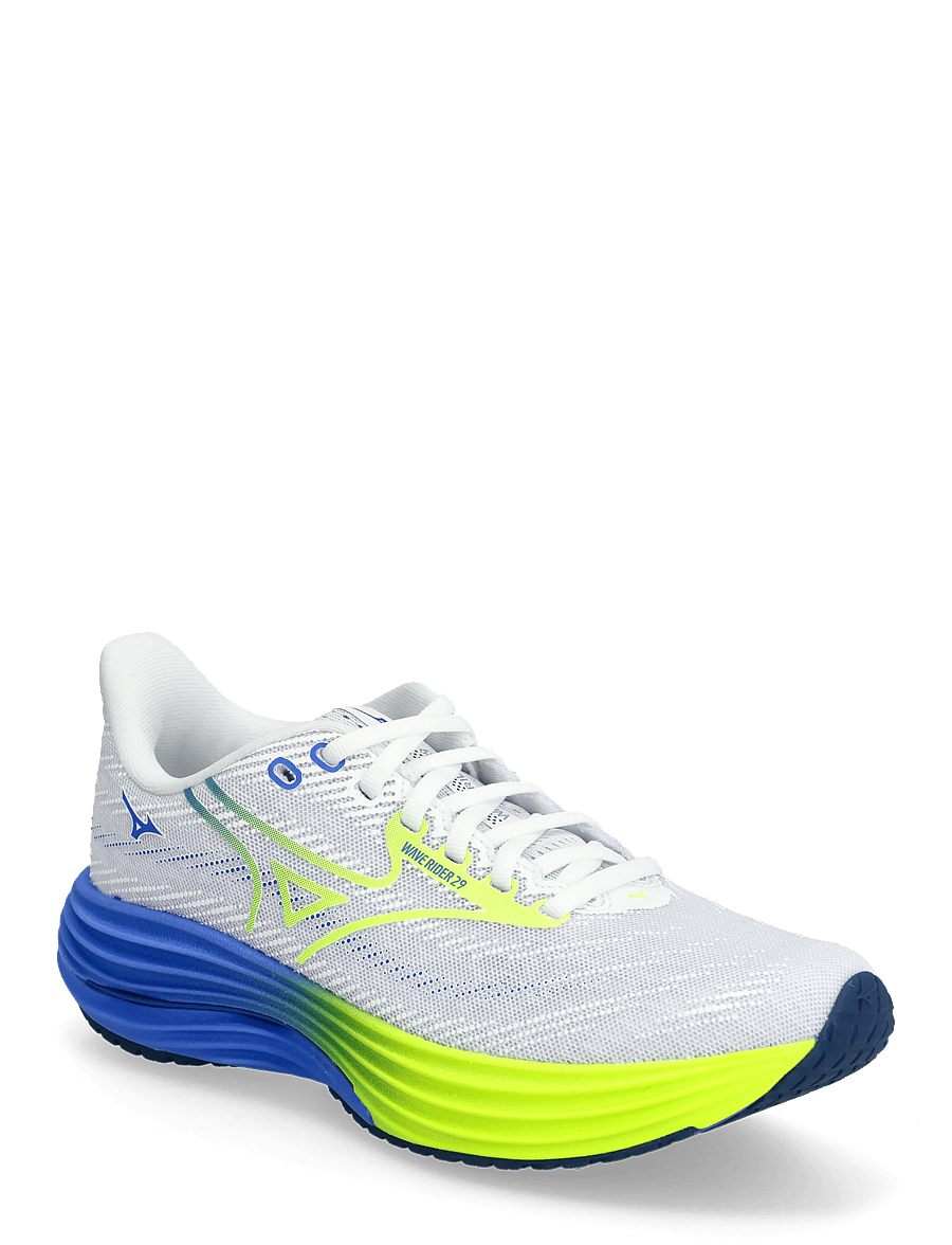 Mizuno - WAVE RIDER 29(W) - laufschuhe - white/lightning yellow/ultramarine - 1