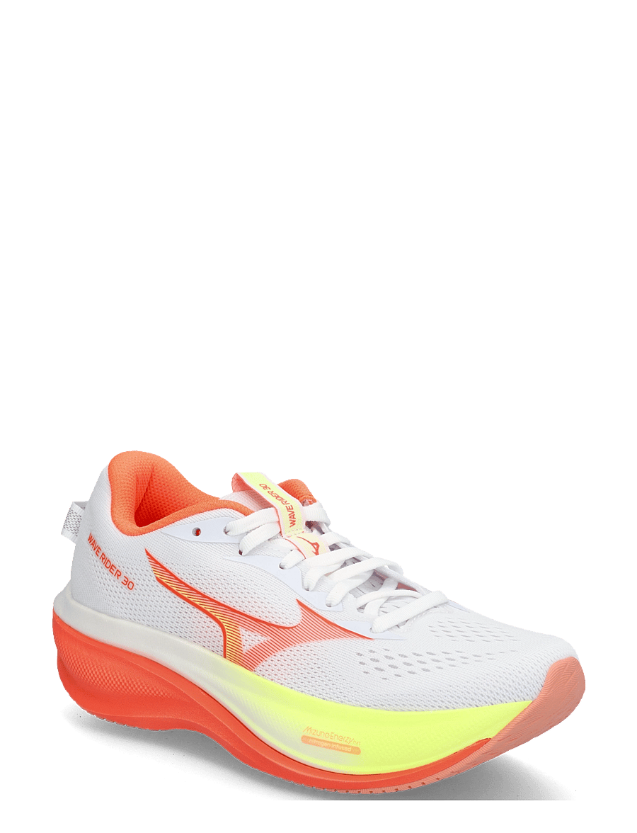 Mizuno - WAVE RIDER 30(W) - laufschuhe - white/lava orange/lime pulp - 0