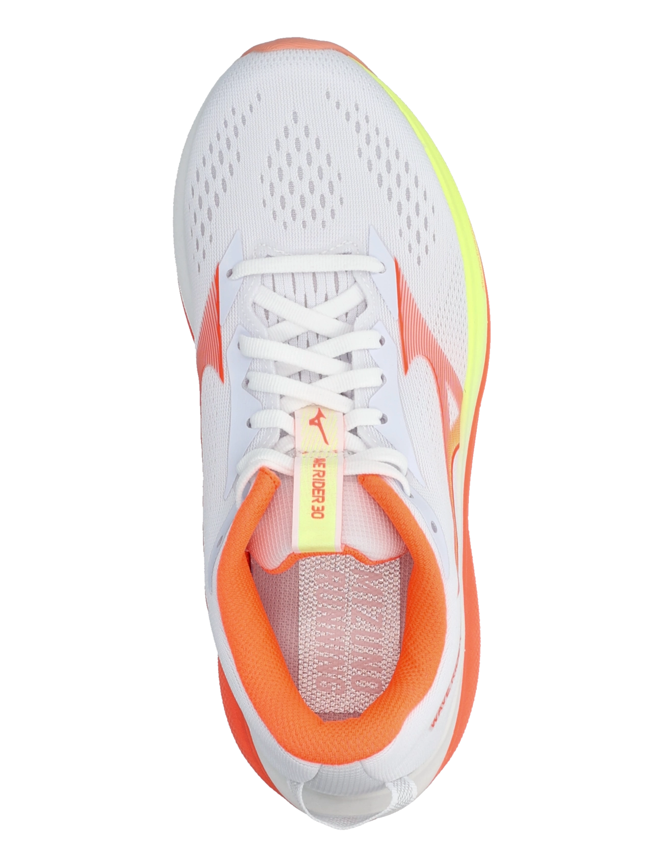 Mizuno - WAVE RIDER 30(W) - running shoes - white/lava orange/lime pulp - 3