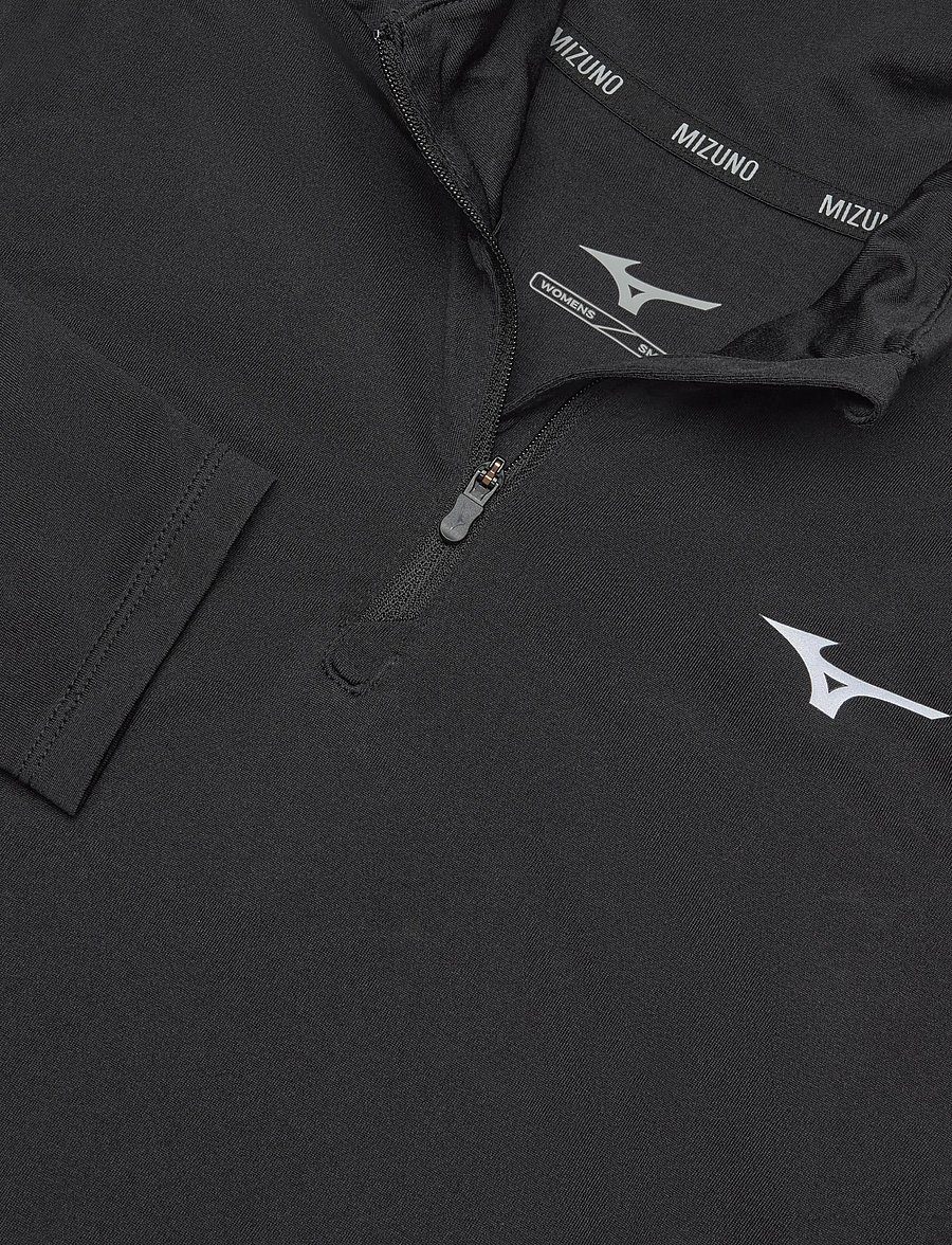 Mizuno - Core Impulse Half Zip Long Sleeve Tee - Överdelar - black - 2