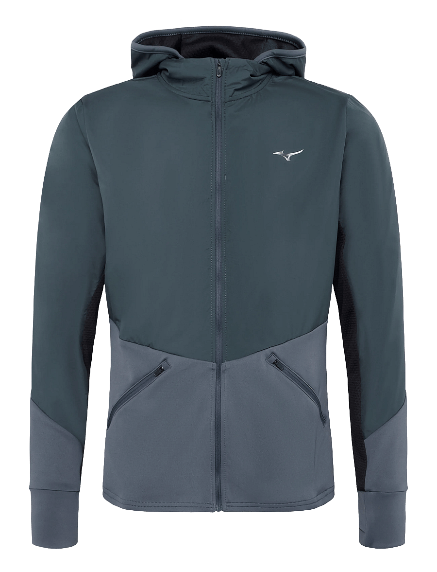 Mizuno - Active Warmalite Hybrid Full Zip Hooded Long Sleeve Top - kapuutsiga dressipluusid - dark slate - 0