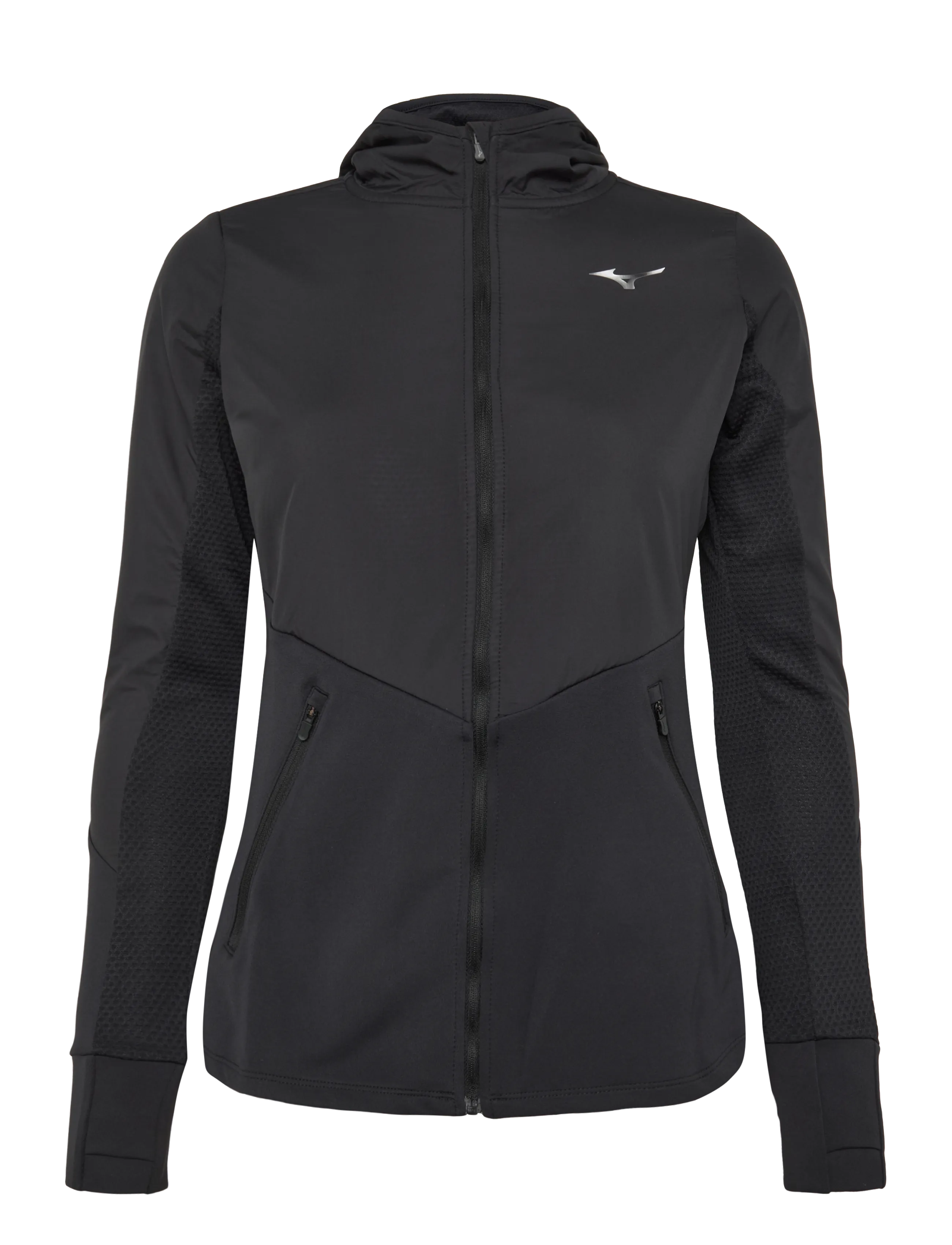 Mizuno Active Warmalite Hybrid Full Zip Hooded Long Sleeve Top - Tøj - BLACK / black