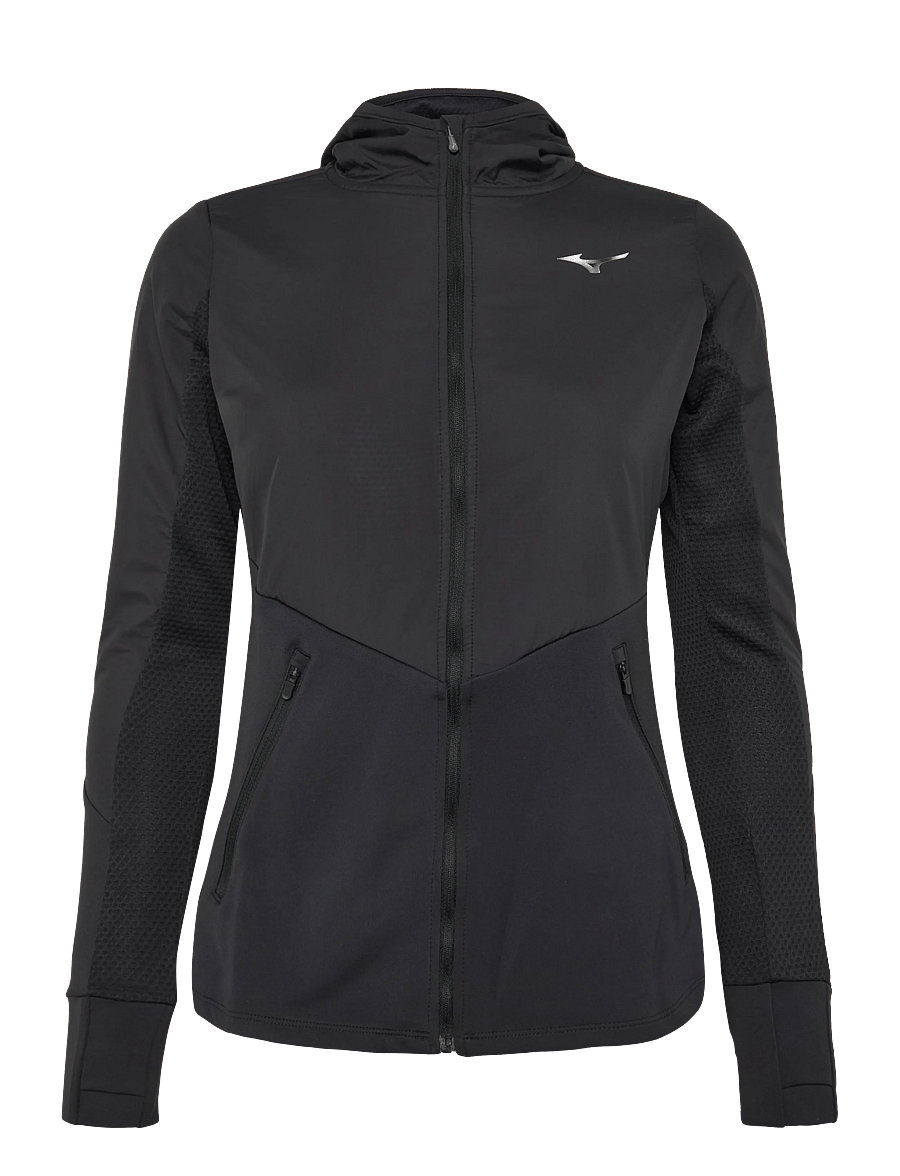 Mizuno - Active Warmalite Hybrid Full Zip Hooded Long Sleeve Top - sportsjakker - black - 0