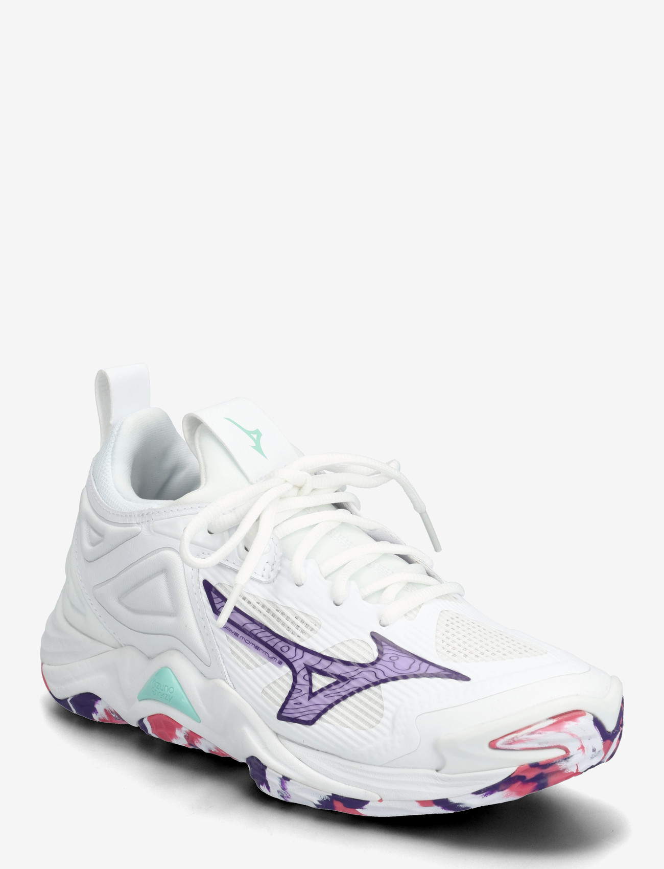 Mizuno - WAVE MOMENTUM 3(W) - inomhusskor - white/violet indigo/camellia rose - 0