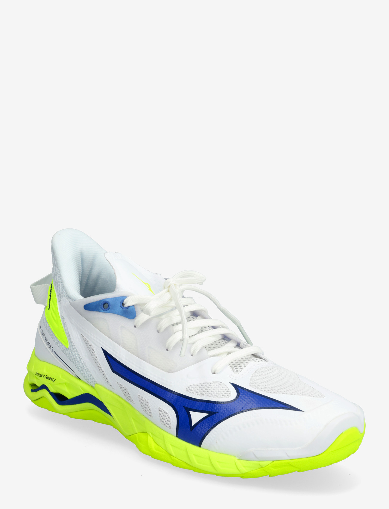 Mizuno - WAVE MIRAGE 5(U) - siseruumide spordijalatsid - white/lightning yellow/dazzling blue - 0