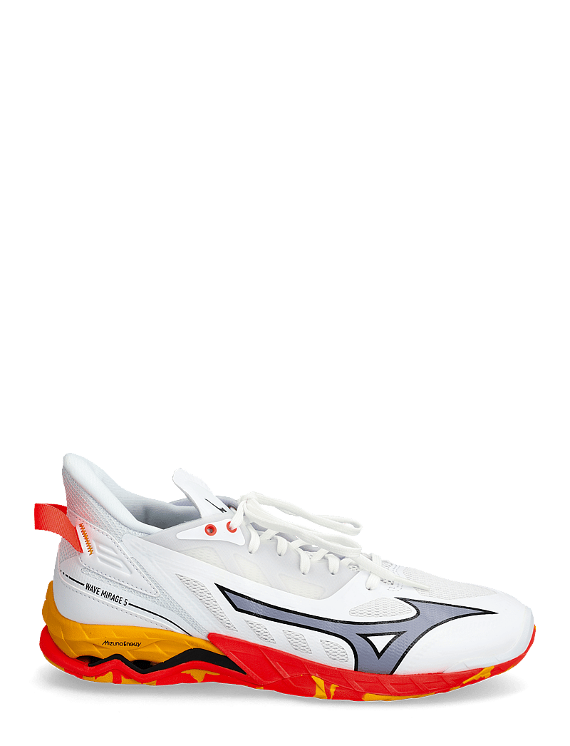 Mizuno - WAVE MIRAGE 5(U) - siseruumide spordijalatsid - white/fiery coral 2/citrus - 2
