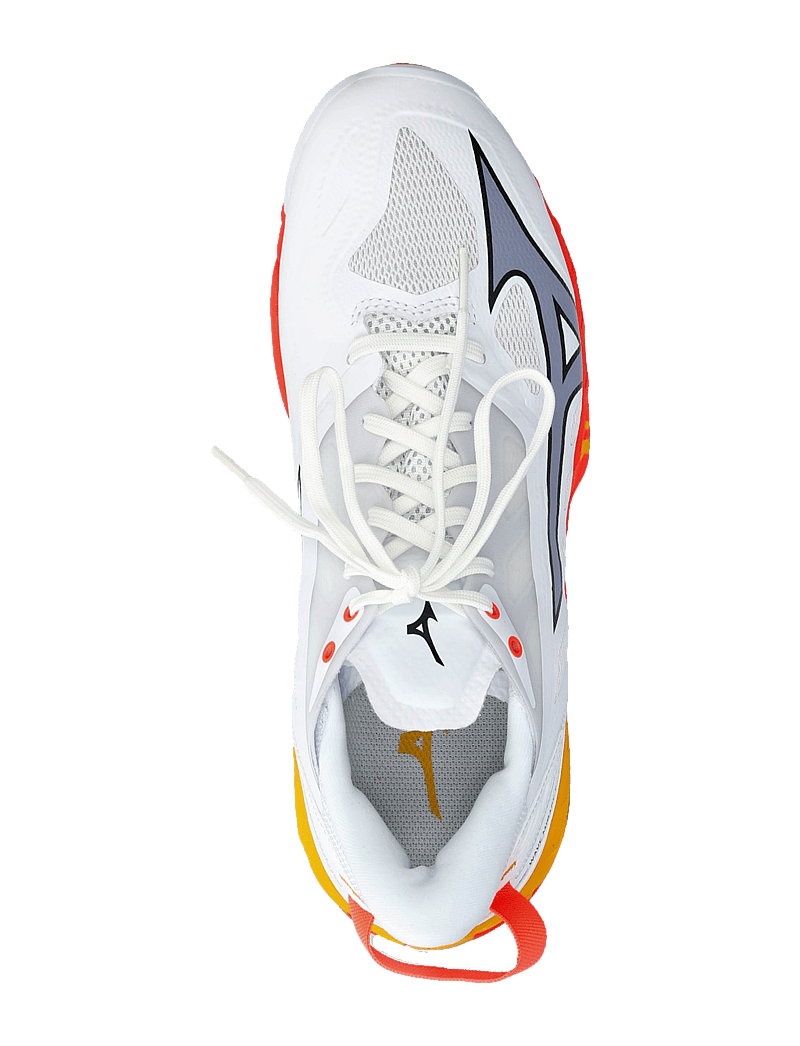 Mizuno - WAVE MIRAGE 5(U) - siseruumide spordijalatsid - white/fiery coral 2/citrus - 4