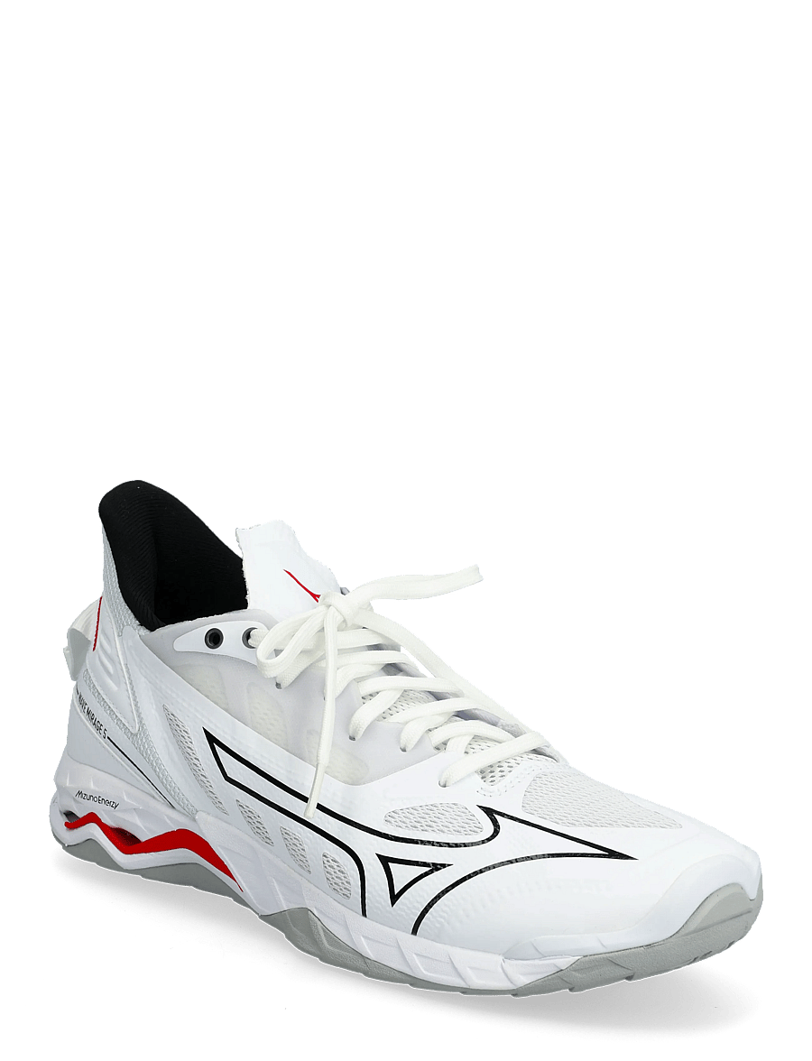 Mizuno - WAVE MIRAGE 5(U) - siseruumide spordijalatsid - white/black/fiery red - 1