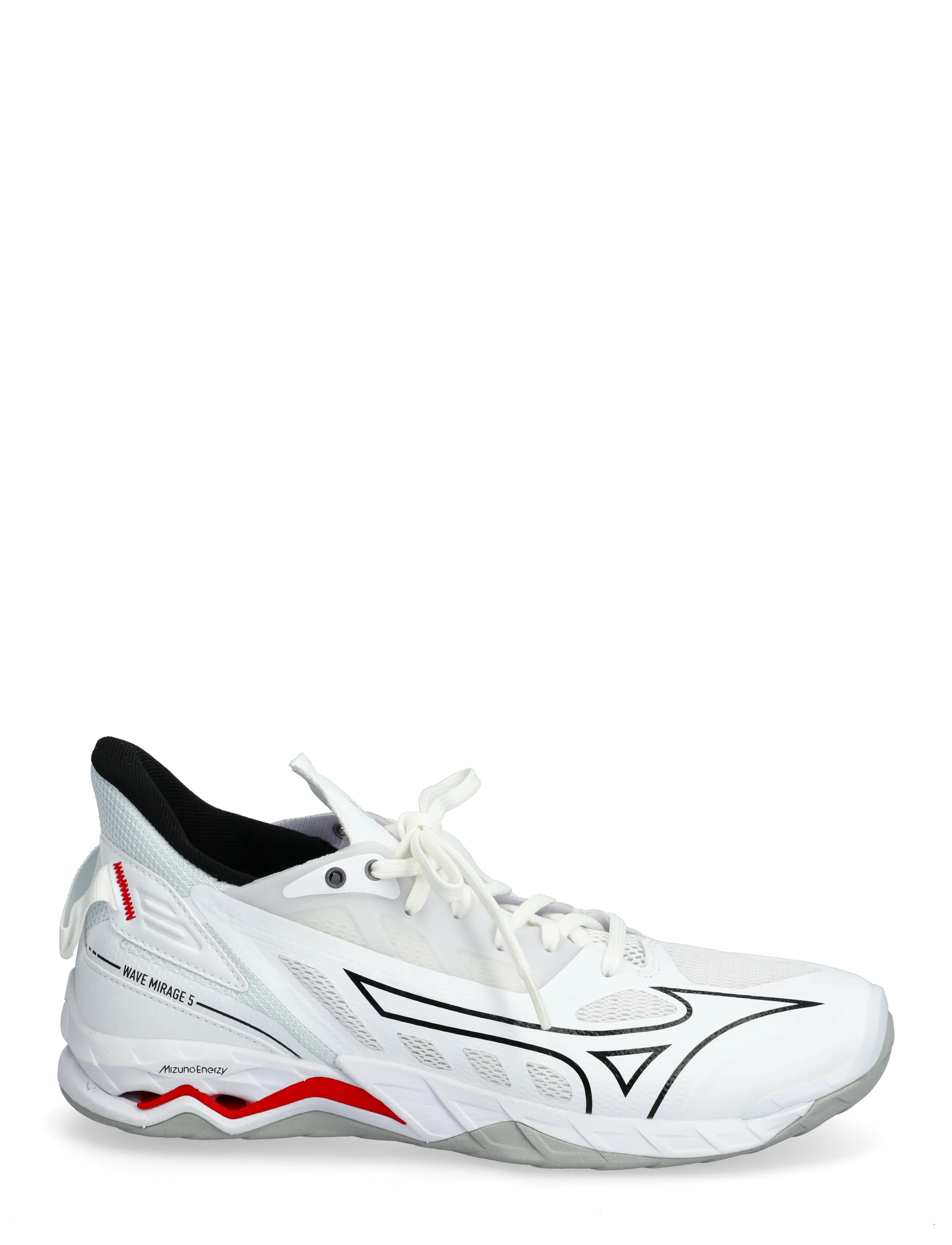 Mizuno - WAVE MIRAGE 5(U) - siseruumide spordijalatsid - white/black/fiery red - 2