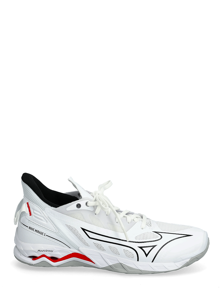 Mizuno - WAVE MIRAGE 5(U) - siseruumide spordijalatsid - white/black/fiery red - 2