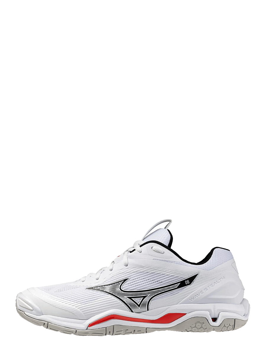 Mizuno - WAVE STEALTH 6(U) - binnensportschoenen - white/black/fiery red - 1