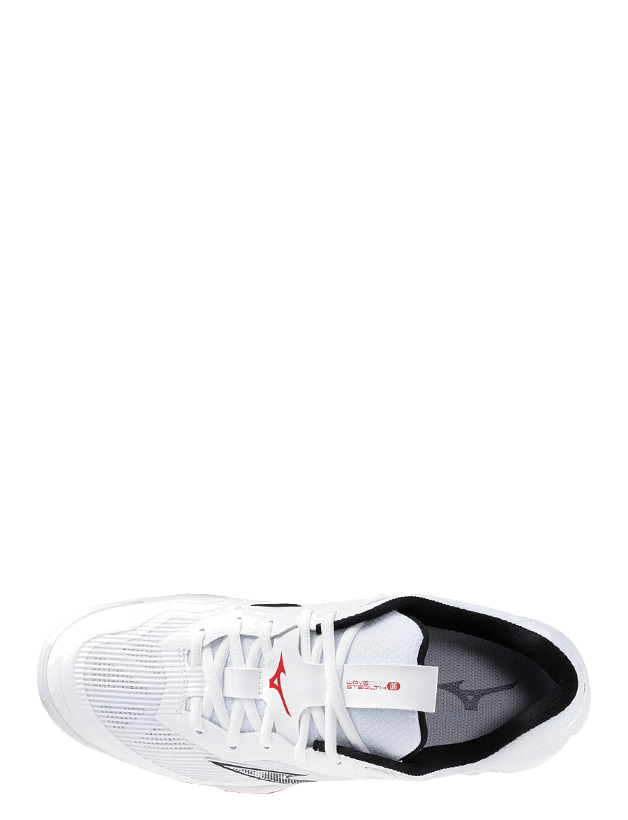 Mizuno - WAVE STEALTH 6(U) - binnensportschoenen - white/black/fiery red - 2