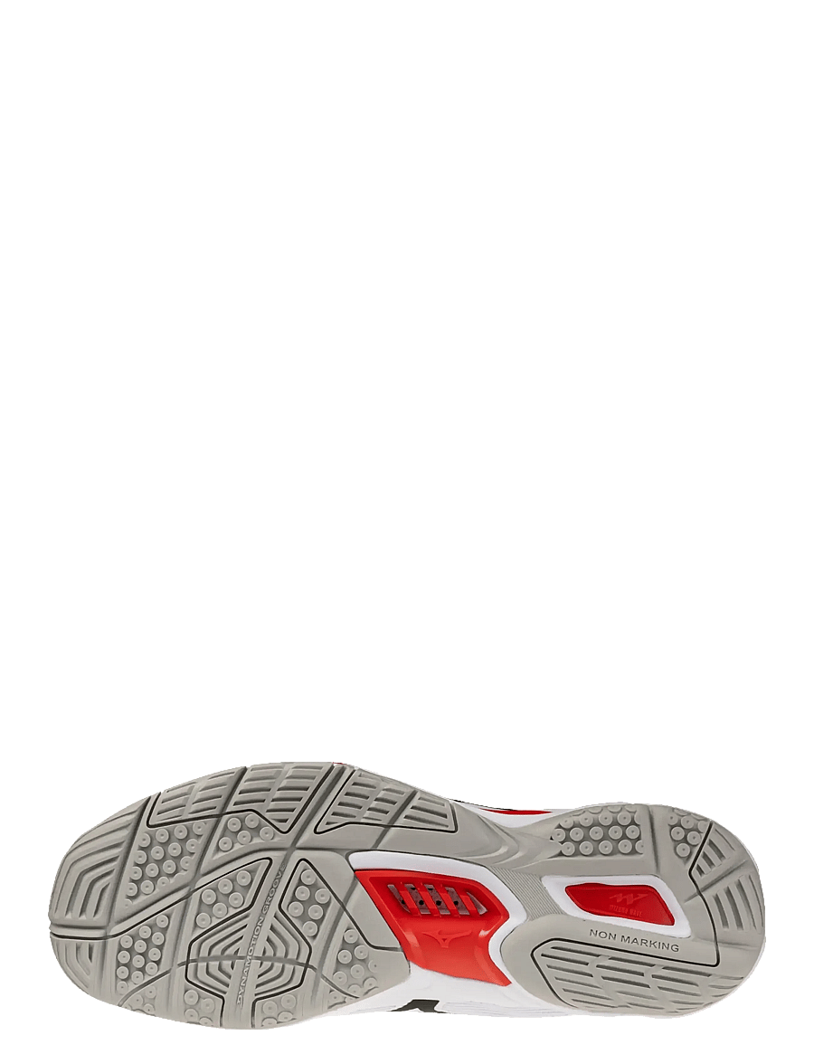 Mizuno - WAVE STEALTH 6(U) - binnensportschoenen - white/black/fiery red - 3