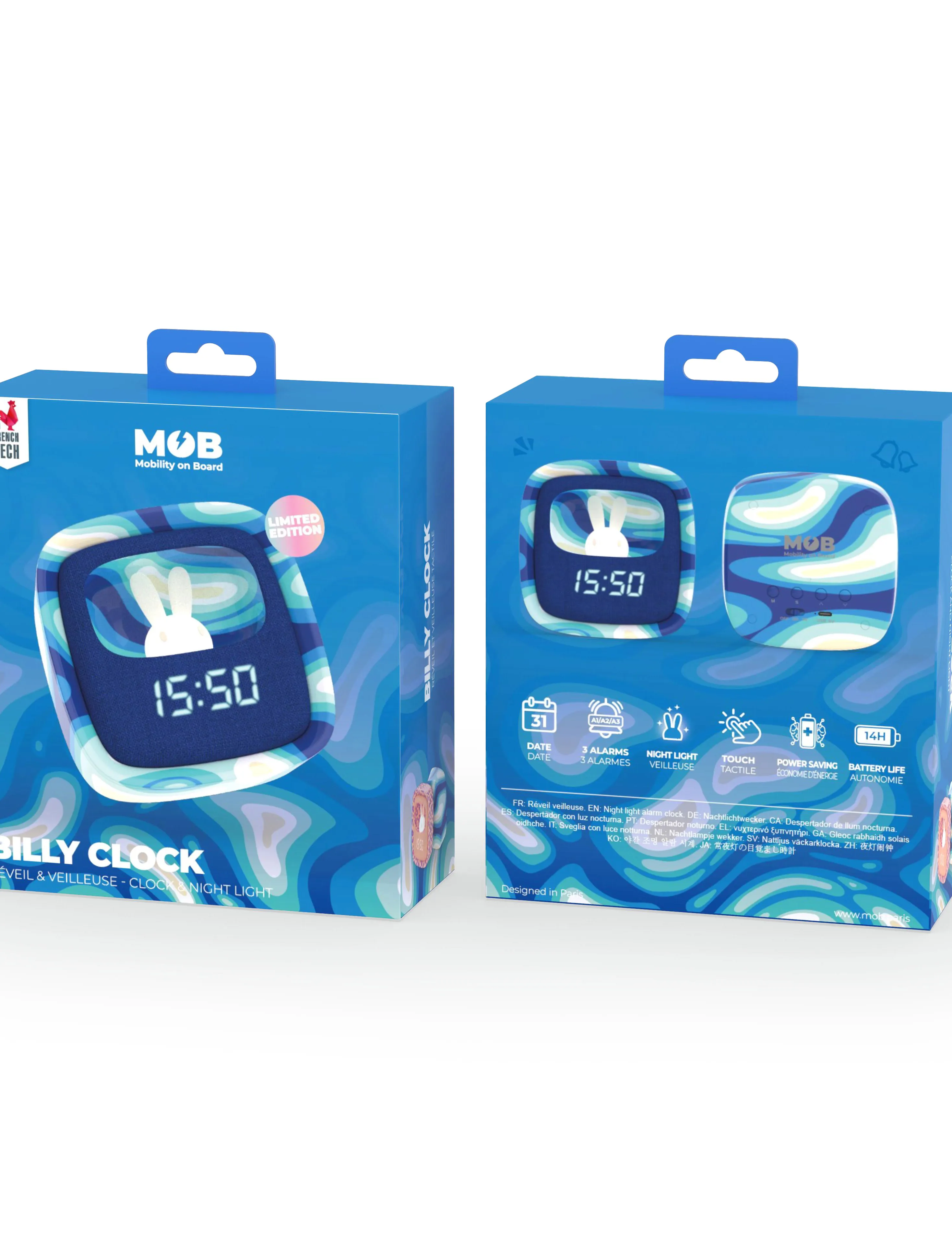Mobility On Board - BILLY CLOCK AND LIGHT - BLUE WAVES - clocks - blue waves - 3