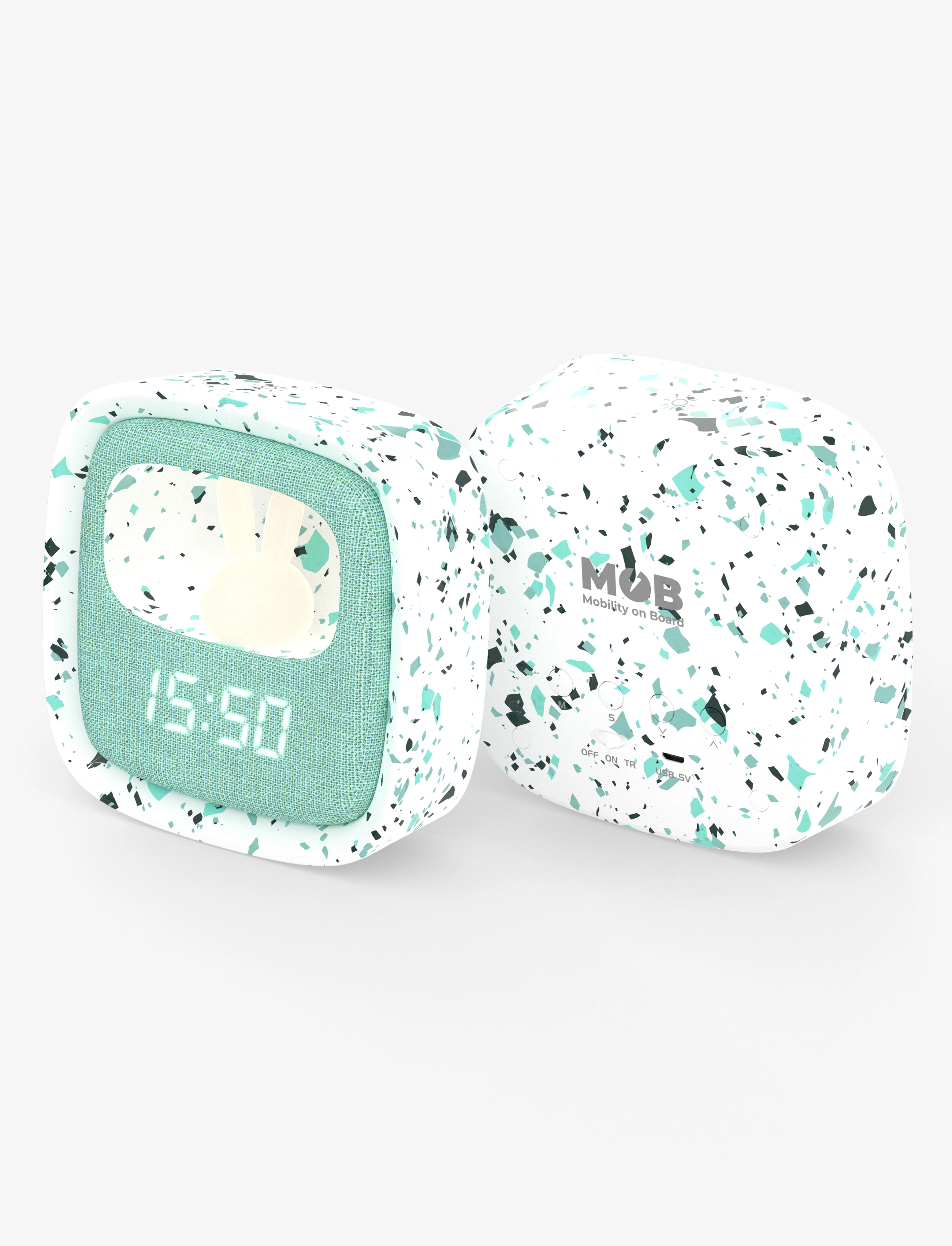 Mobility On Board - Billy Clock and light - Terrazzo - water mint - 1