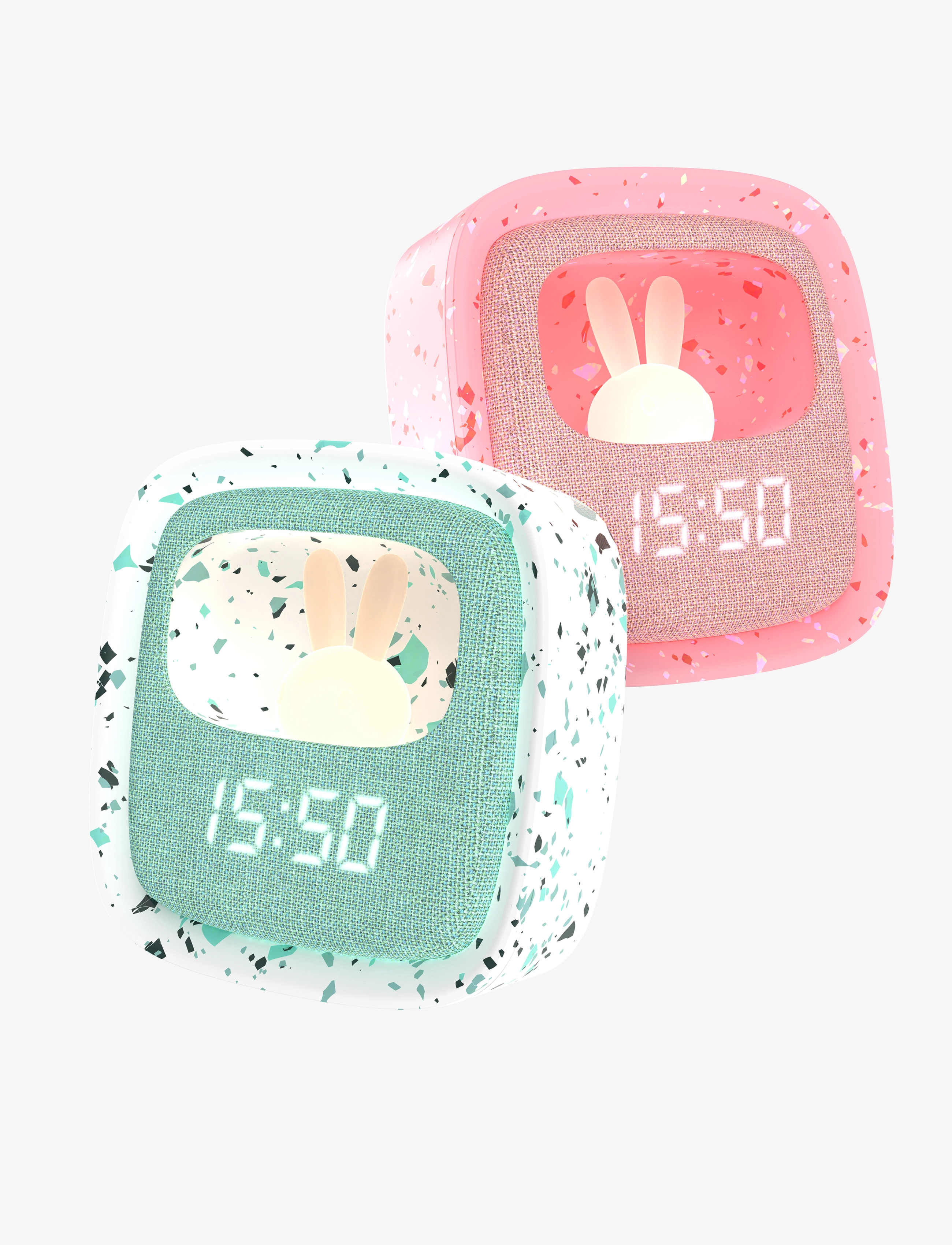 Mobility On Board - Billy Clock and light - Terrazzo - water mint - 2