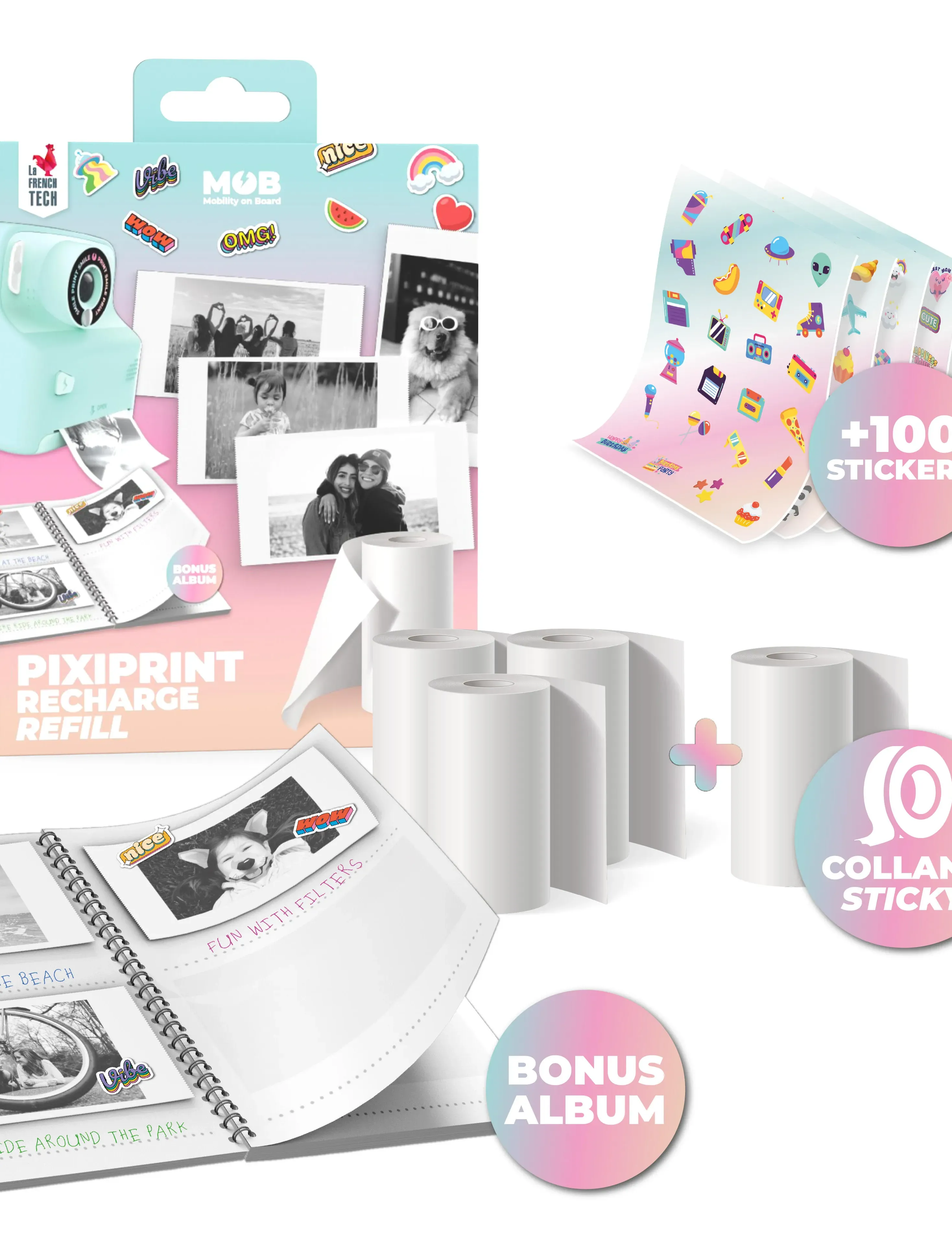 Mobility On Board - CREATIVE RECHARGE PACK  : MEMORIES BOOKLET  + 4 PAPER ROLLS - decorations - creme - 5